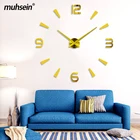 Muhsein настенные часы для самостоятельной сборки большого размера акриловая зеркальная поверхность Современный домашний декор часы немой часовой механизм часы 