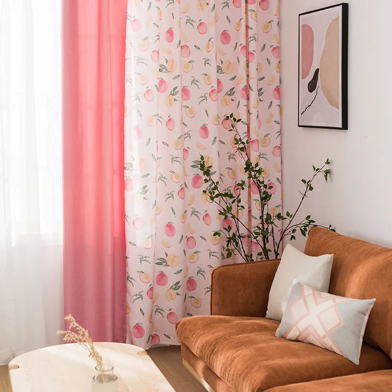 

Bucolic Blackout Curtains For Living Room wторы фатин Para Salon Cortinas Rideau Minimalists Nordic Peaches Girlish Curtain 2021