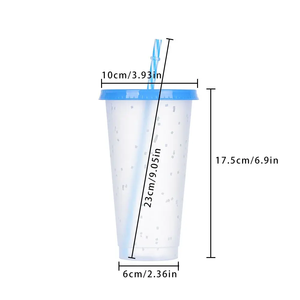 

Multicolor Color Changing Cup Straw Cup Temperature Discoloration Drink Ware Dining Supplies Kitchen Tool 720ml Plastic Cup