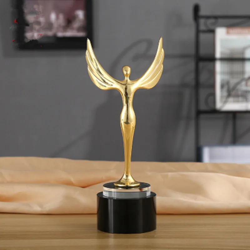 Металлический трофей медаль Оскар Ангел маленькая золотая статуя танцевальный
