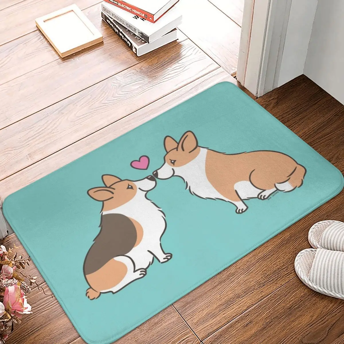 Коврик для входной двери Corgi Love с принтом