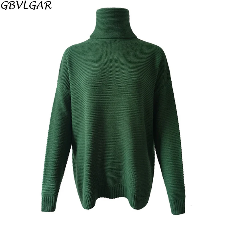 Женский вязаный свитер с высоким воротником повседневный теплый пуловер