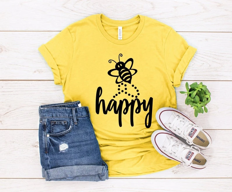 

Bee Happy Shirt, Be Happy Teacher Shirts, Mom Life Shirt, Positive Mindset Tee, School Counselor Tee, Just Be Happy, Teach O479