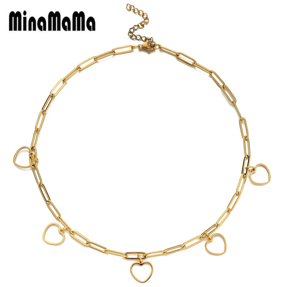 

Цепочка с зажимом для бумаги из нержавеющей стали, чокер с кисточкой, сердце, звезда, ожерелье для женщин, Модная бижутерия, подарок на день С...