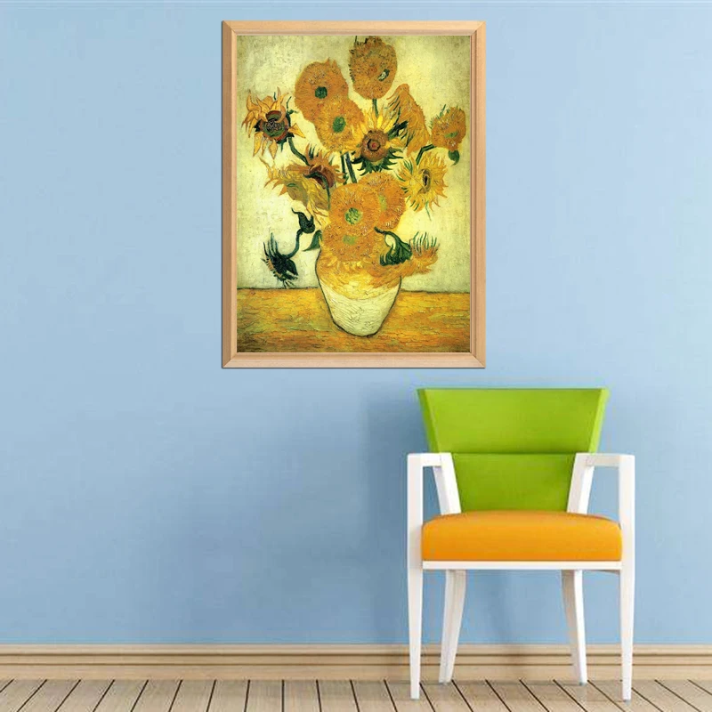 30X40cm известная картина &quotПодсолнухи&quot от Ван Гога 5D DIY Алмазная полностью