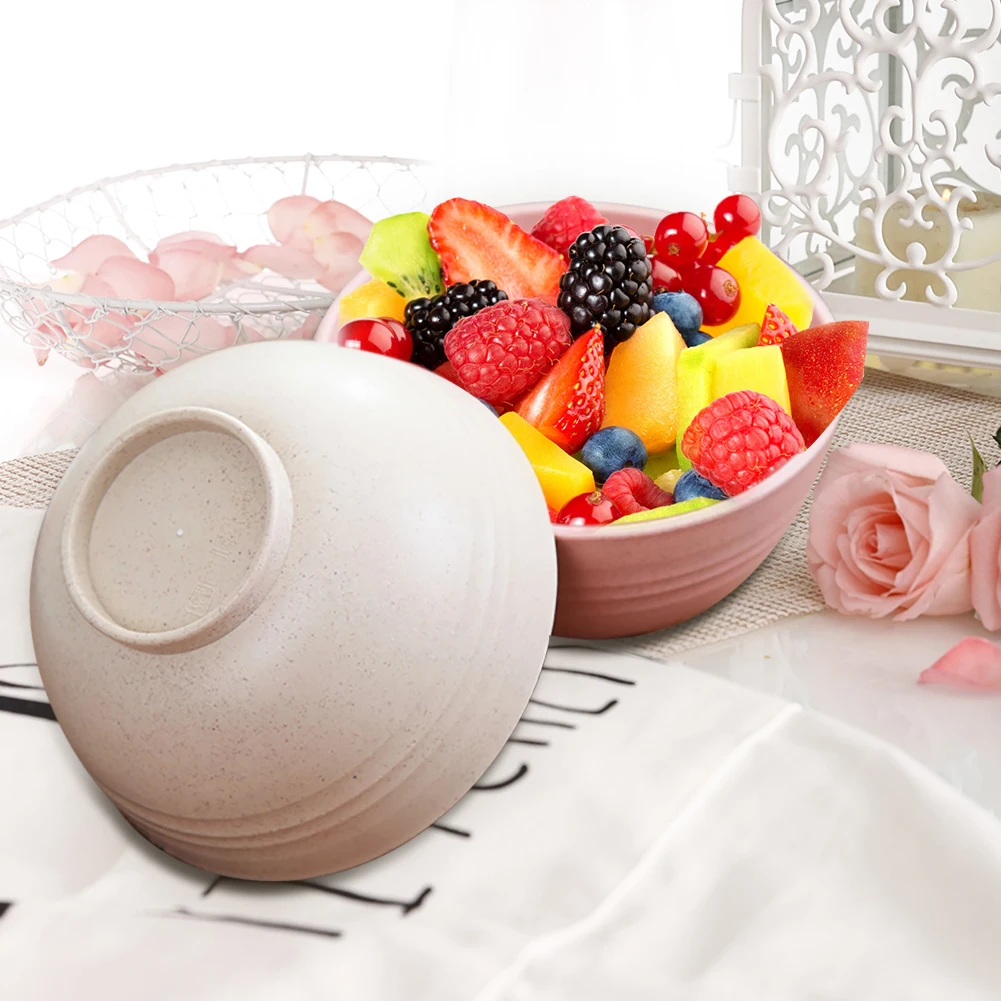 

4pcs Cereal Bowls Unbreakable Wheat Straw Fiber Lightweight Bowl Sets Microwave Safe For Rice Soup Bowls Tableware