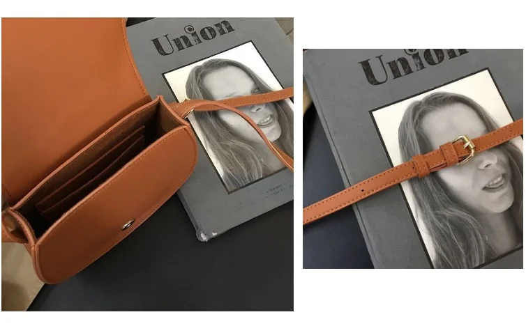 

Korean Style Retro Half Round Women Sling Bag Elegant Simple Crossbody Bag for female Saddle Bags PU Leather Handbags lady black