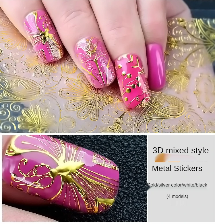 

Golden Metal Nail Stickers Nail Art Sticker Decal Golden Adhesive Sticker