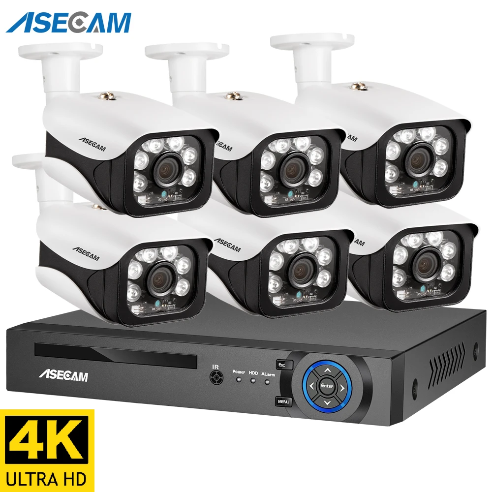 Камера видеонаблюдения 8MP 4K POE NVR Kit уличная система с записью купольная комплект