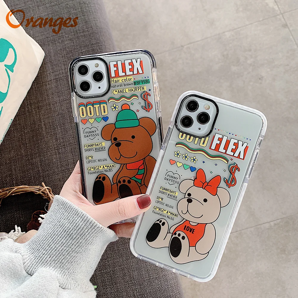 Новая пара Bear Прозрачный чехол для iphone 6 S 7 8 Plus X XS XR 11 Pro Max устойчивый к царапинам