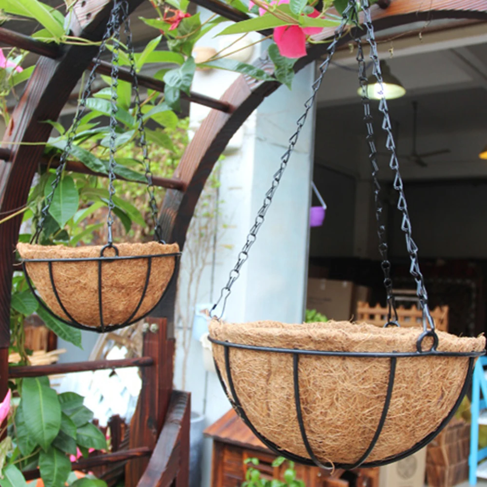 

Hanging Flower Baskets High Quality Creative Nordic Coir Garden Tool Durable Outdoor Home Decoraion 2pcs 25cm/30cm Plants Pots