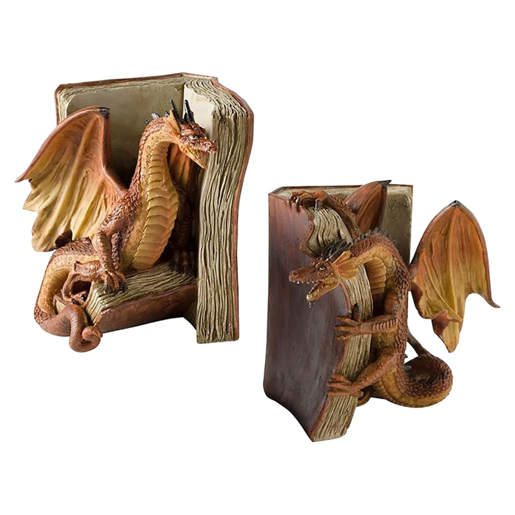 

2Pcs Dragon Figurine Craft Sculpture Statue Room Shelf Decor Collectible