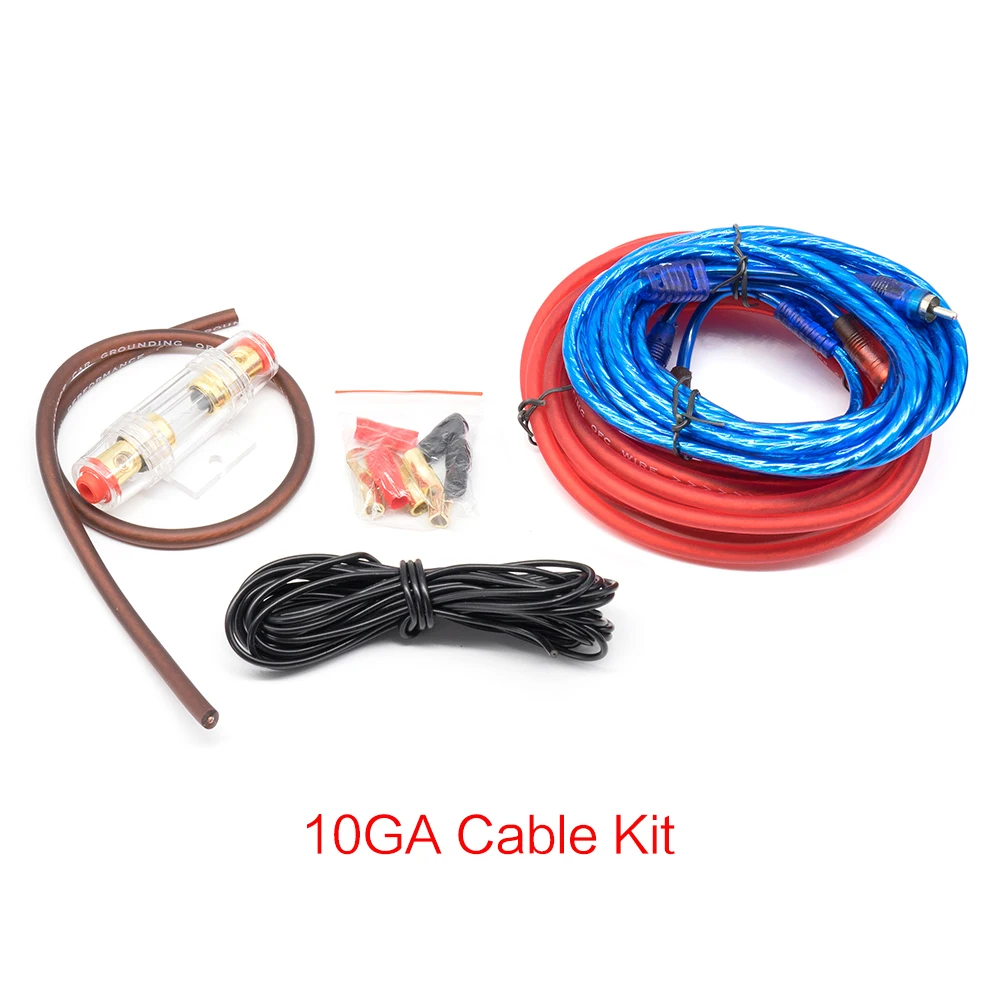 10GA cable kit 10GA Автомобильный усилитель сабвуфера кабель питания аудио динамик провод RCA Комплект проводов усилитель монтажный комплект 60A предохранитель высокий до низкий набор - Цвет: 10GA cable kit