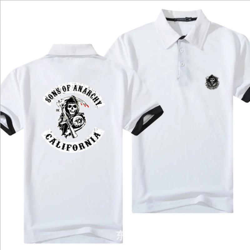 

2021 Fashion Casual polo Shirts Brand Male for Sons of Anarchy Polo Shirt Man Short Sleeve Slim Slim Polos Business