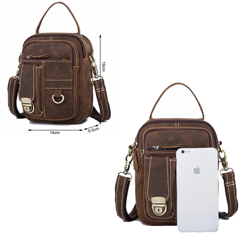 MVA Genuine Leather Bag Belt Men Male Men's Waist Pack Small Man Travel Fanny For Phone |