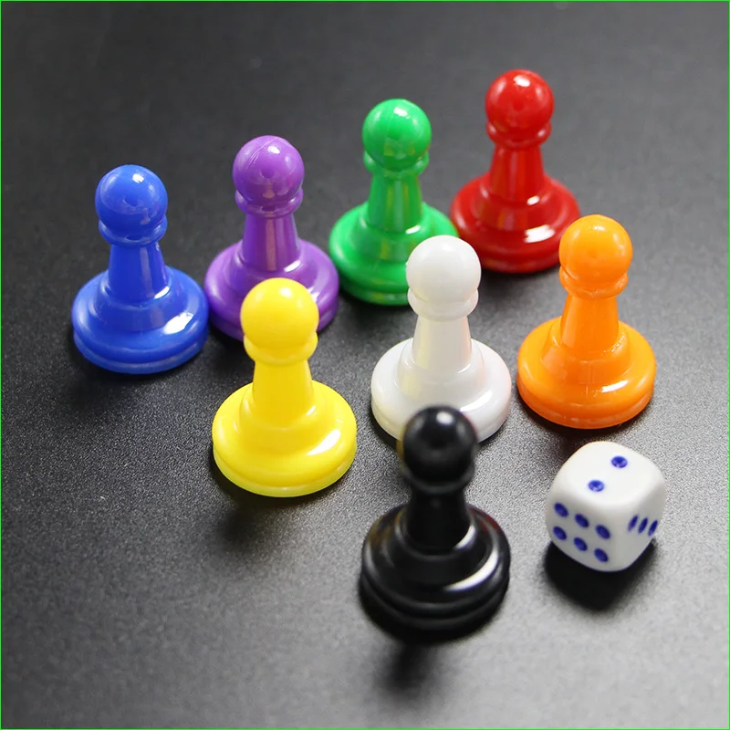 

16 Pieces Plastic Pawn Chesses and 2 Dices for Board Game 24*16mm Accessories Free Shipping
