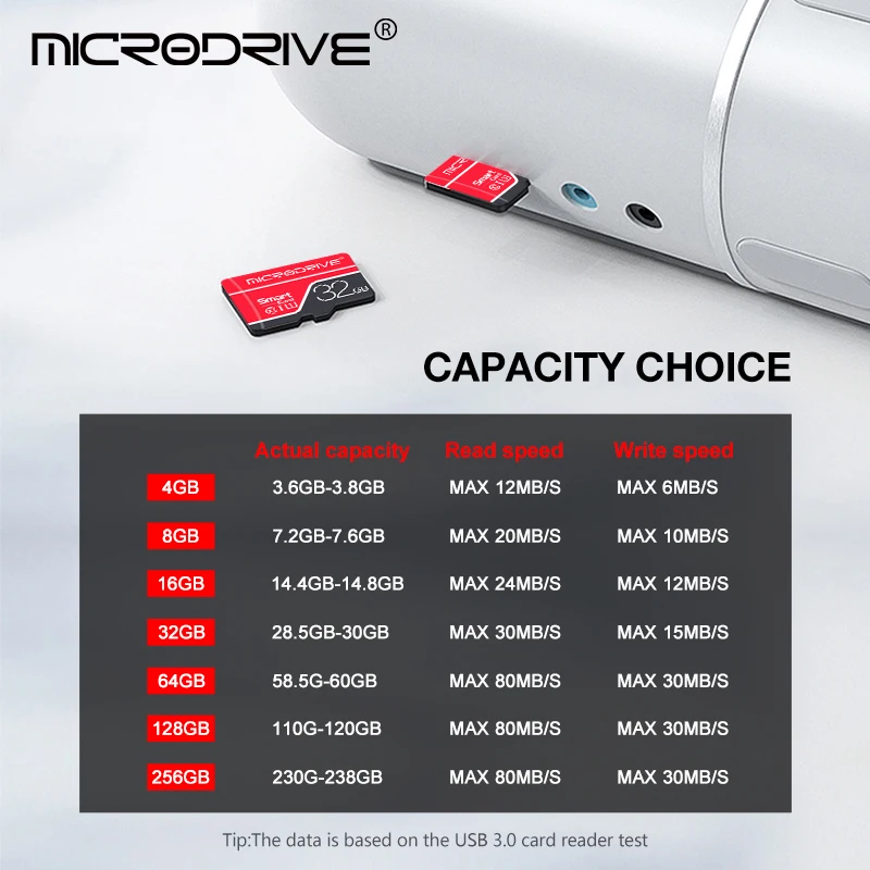 Высокоскоростная карта micro sd, 4 ГБ, 8 ГБ, 16 ГБ, 32 ГБ, 64 ГБ, 128 ГБ, 256 ГБ, SDHC/SDXC, карта памяти MicroSD/TF для смартфонов с адаптером