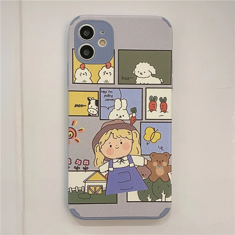 

Cartoon Pet Girl Phone Case for iPhone 12 mini 11 pro 7 8 Plus XR X XS Max Cases Matte IMD TPU back cover Coque