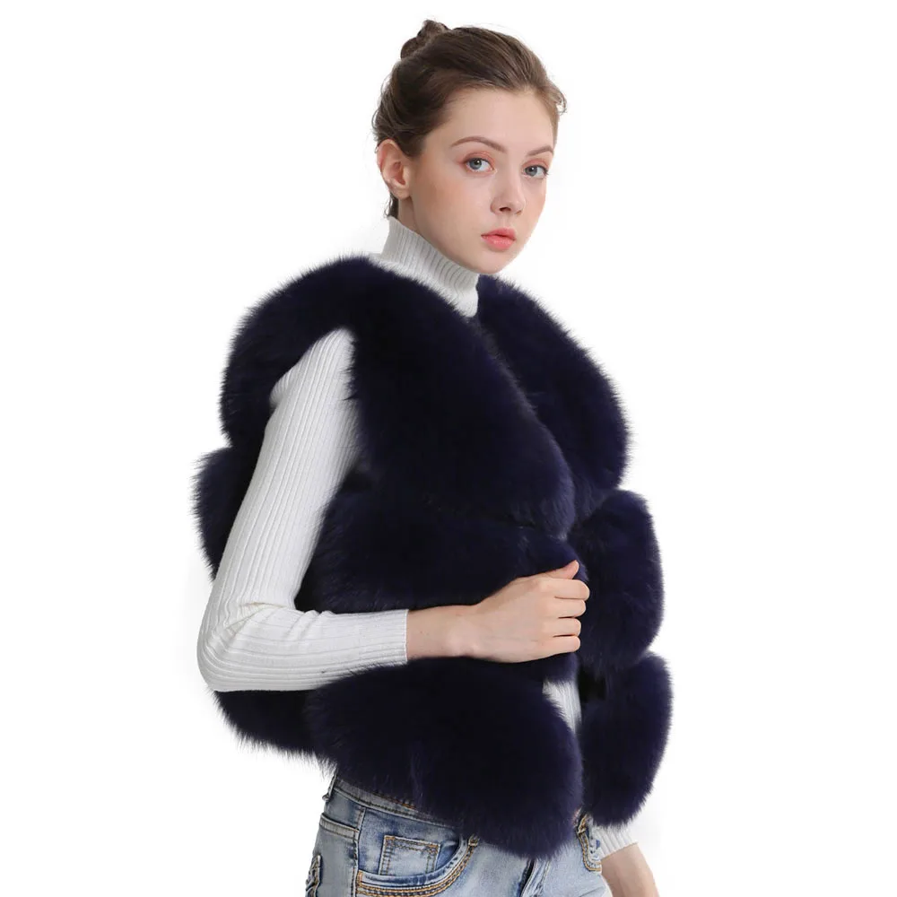 

Жилет женский из натурального Лисьего меха, короткая Весенняя безрукавка из натурального Лисьего меха, теплая безрукавка из натурального м...