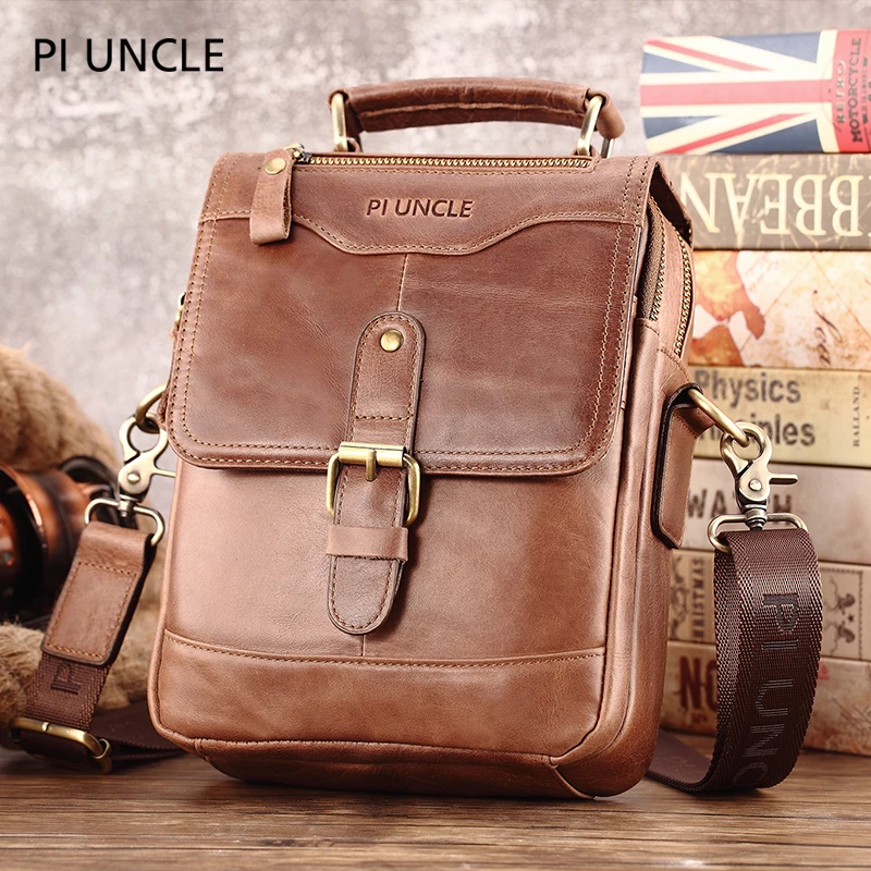 Мужская сумка мессенджер из натуральной кожи повседневная винтажная Сумка