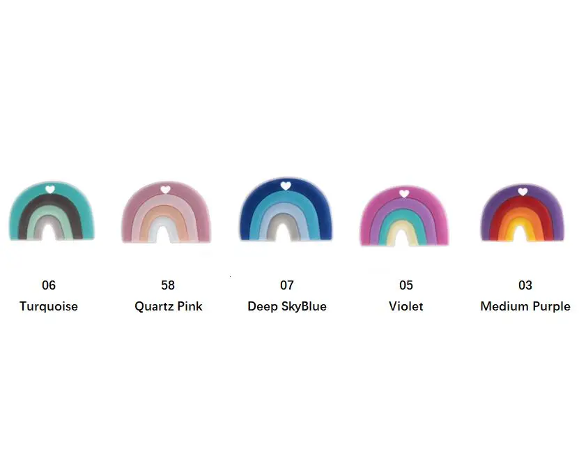 Fkisbox-mordedor de silicona de arco iris para beb&eacute;, juguetes de dentici&oacute;n infantil sin BPA, accesorios, cadena calmante para chupete de lactancia, 10 piezas-5