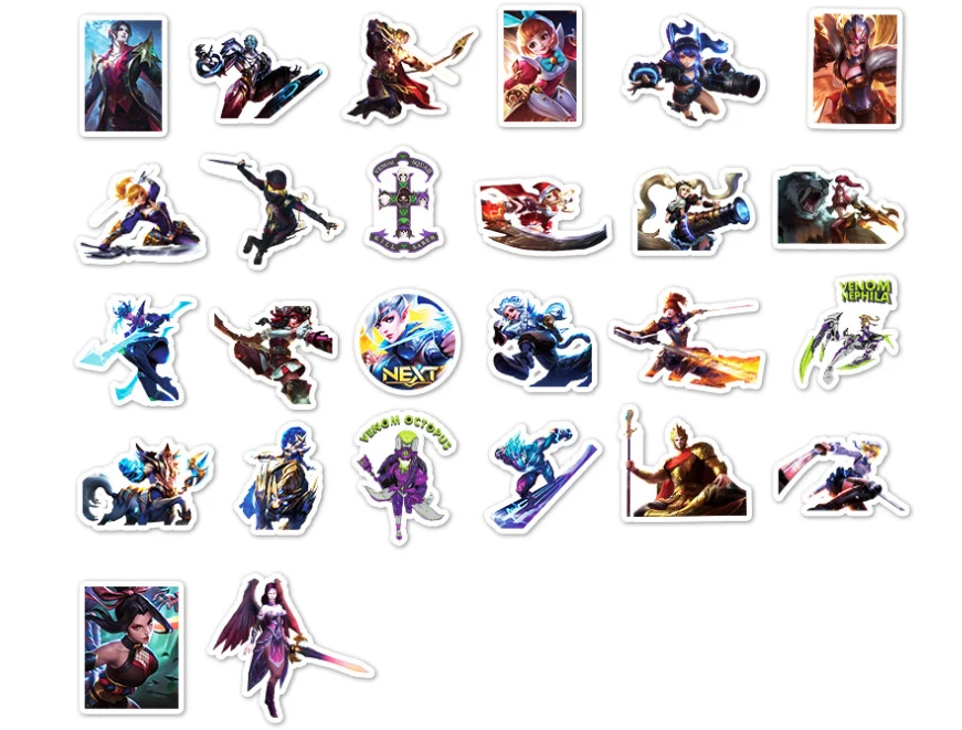 

50 pcs MOBA game endless duel Graffiti Waterproof Skateboard Travel Suitcase Phone Laptop Luggage Stickers Cute Kids Girl Toys