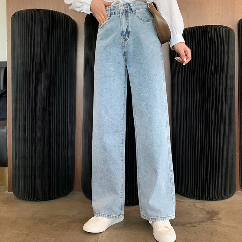 Женские джинсы с высокой талией Mozuleva винтажные прямые широкими штанинами