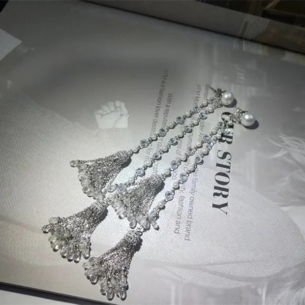 

Дизайнерские вечерние ные ювелирные изделия из стерлингового серебра 925 пробы, серьги с фианитом 3A