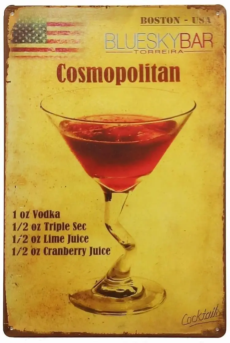 Blueskybar Cosmopolitan Tin Sign Wall Retro Metal Bar Pub Poster 12 X 8 | Plaques &amp Signs