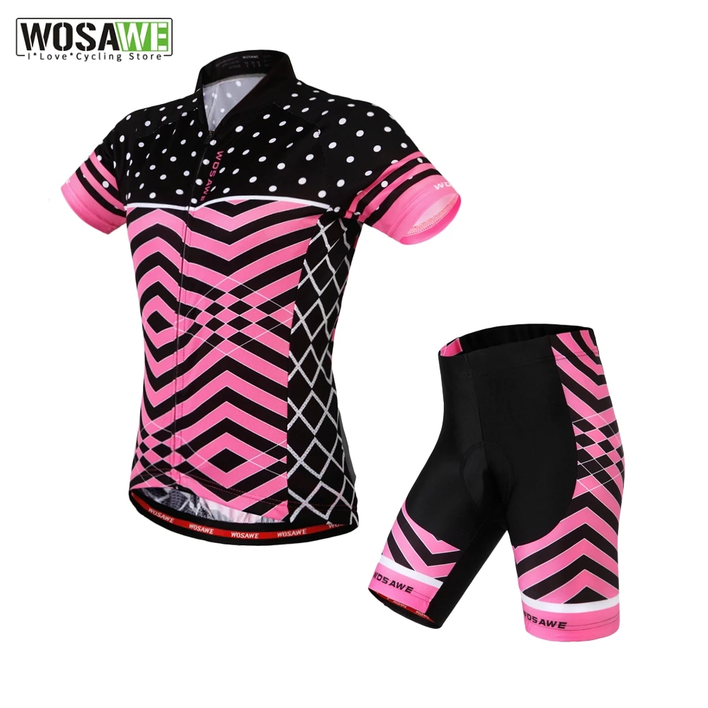 

WOSAWE Women's Cycling Jersey Breathable Ropa Ciclismo Bike Clothing Clothes Jersey Maillot Short Sleeve Bicycle Cycling Set