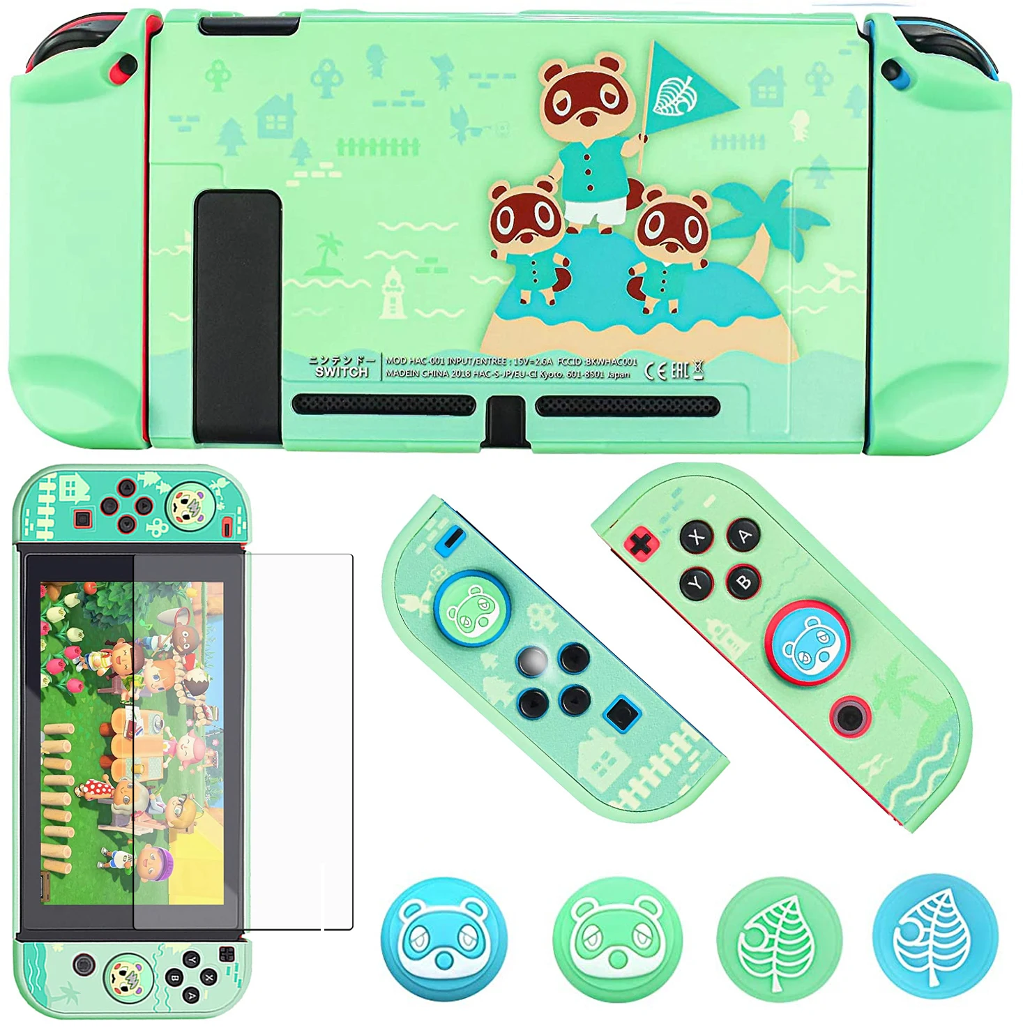 

Защитный чехол для Nintendo switch 6 в 1, Жесткий Чехол для контроллера Nintendo Switch JoyCon PC с защитой экрана и захватами для большого пальца