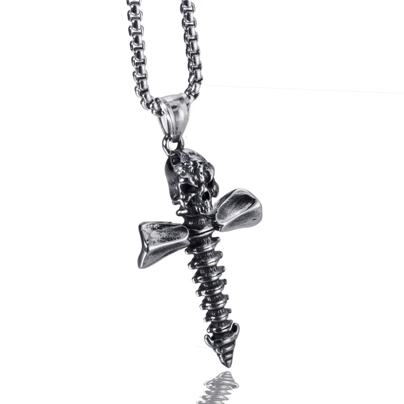 Elfasio мужское ожерелье с подвеской из нержавеющей стали в стиле панк черепом и