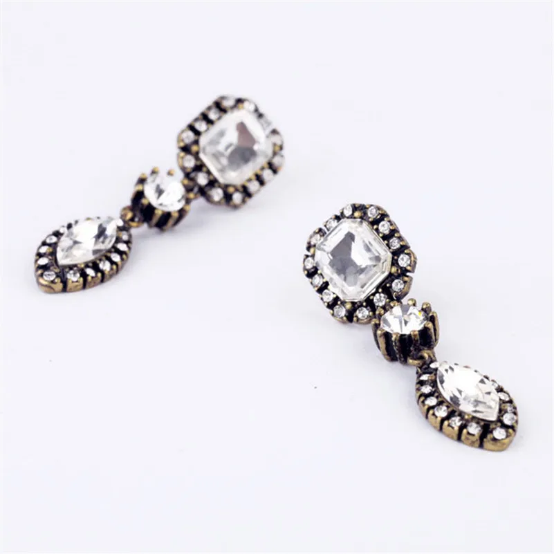 Новый Модный Блестящий Кристалл Висячие Серьги Геометрические хрустальные