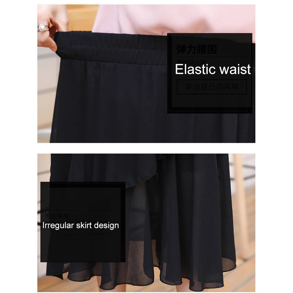 Модная женская черная эластичная юбка средней длины с высокой талией