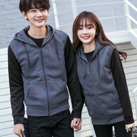 2021spring hooded cardigan couples vest coat solid color students popular foreign trade