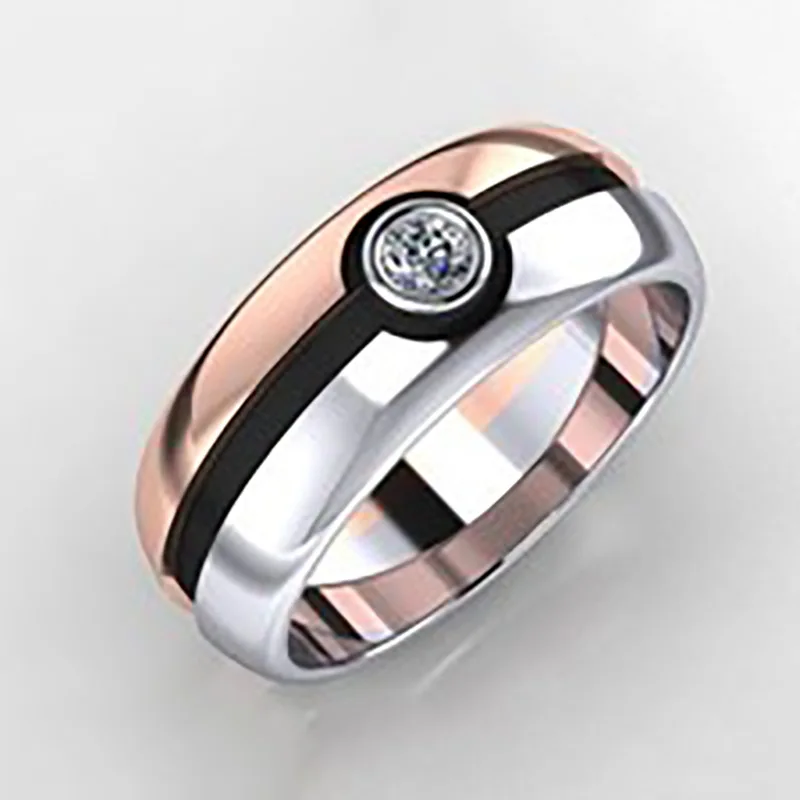 

Cute Anime Pokemon Ball Shape Rings For Women White Cubic Zircon Stone Inlay Three Colors Ring Theme Party Fashion Jewelry Gift