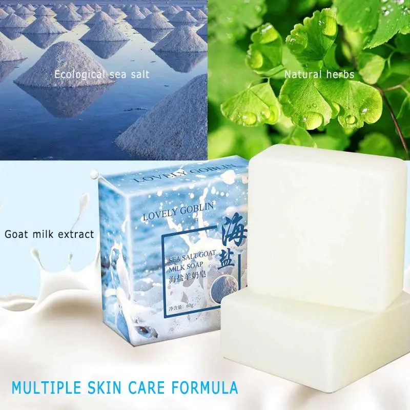 

60g Removal Pimple Pore Acne Foaming Sea Salt Soap Cleaner Moisturizing Goat Milk Soap Face Care Wash Nature Basis Soap