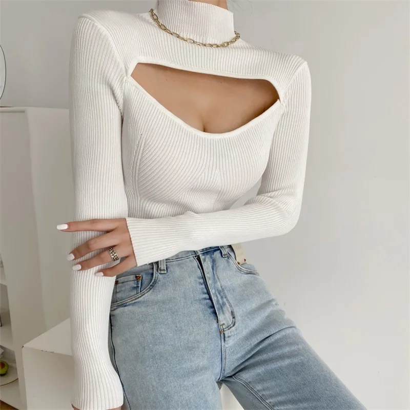 

MESTTRAF 2021 Модный женский тонкий женский пуловер с высоким воротом и длинным рукавом в стиле ретро