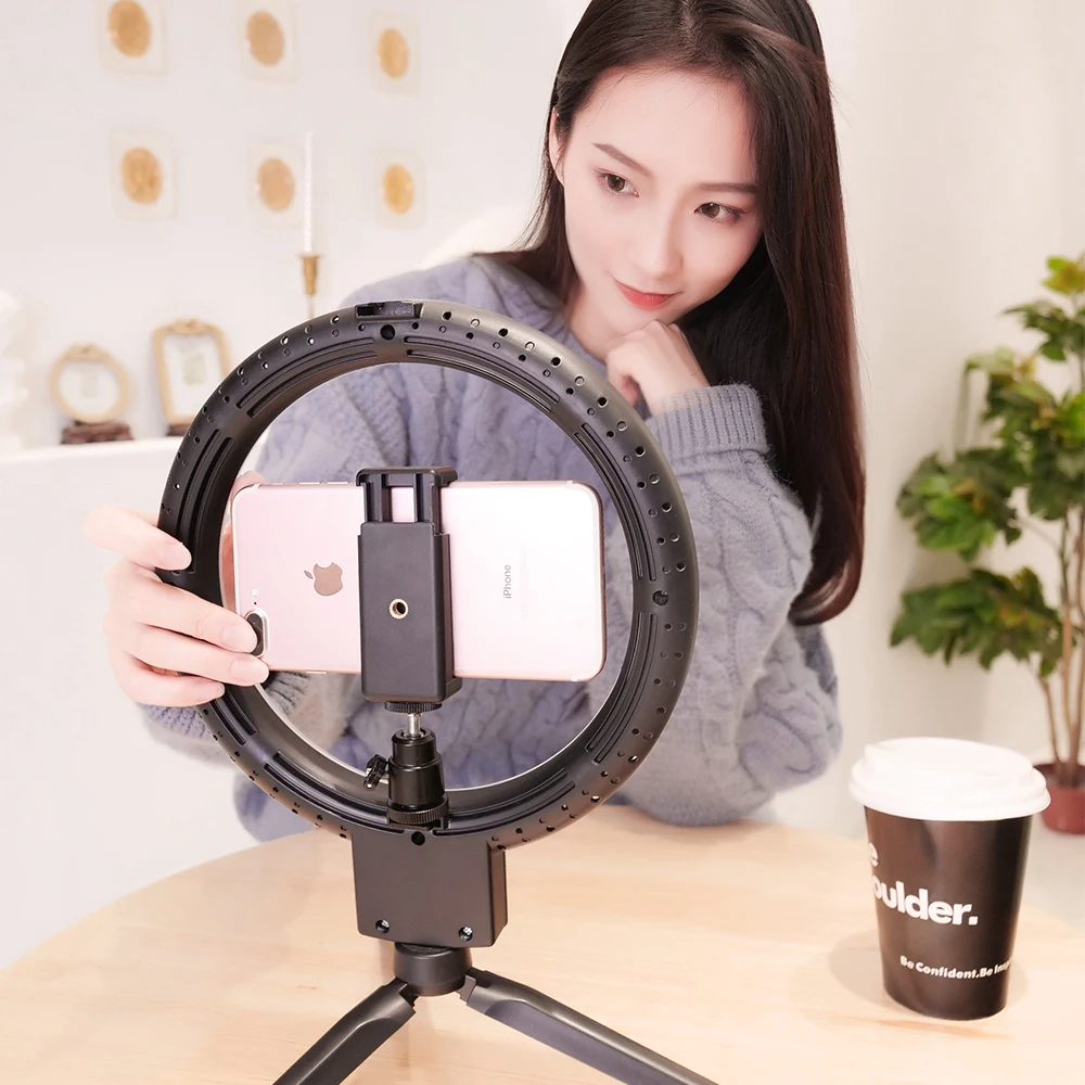 

9inch Mini LED Vertical Dimmable Desktop Ring Light With USB Plug Tripod Stand For YouTube Video Live Photo Photography studio