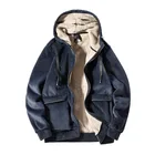 Куртка мужская утепленная с капюшоном, зимняя, в стиле оверсайз, с флисовой подкладкой, с имитацией бархата ягненка, спортивная куртка, пальто 8XL