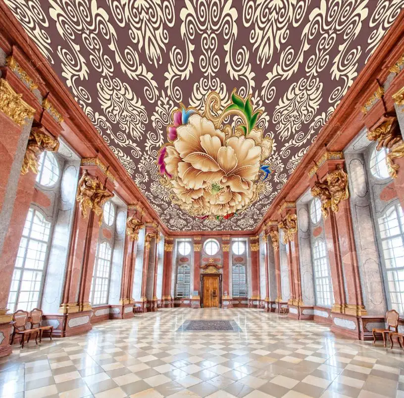 3D ceiling custom home decor wallpaper wall Chinese rose 3d HD stereoscopic wallpape murals | Обустройство дома