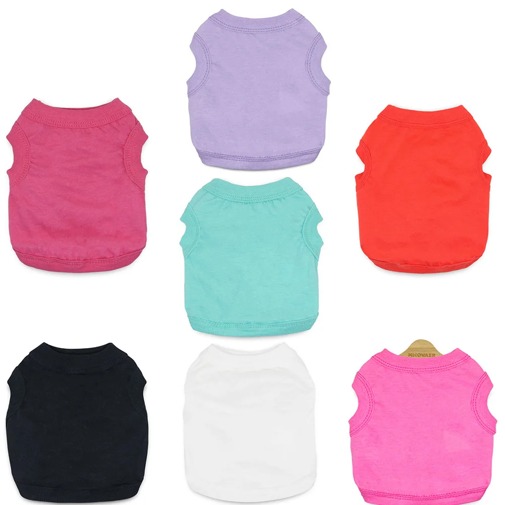 

Small and Medium-sized Dog Pet Clothes Comfortable and Breathable Solid Color Soft Cotton Vest T-shirt Short-sleeved Shirt