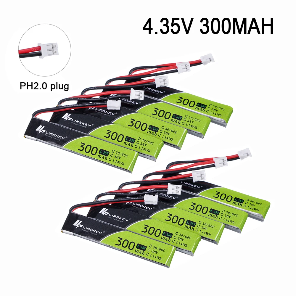 Аккумулятор 1S 300 мАч 3 8 в 30C/60C 4 35 LiHV Lipo PH2.0 для UK65 Mobula7 Snapper 65S Drone 5 шт. | Игрушки и хобби