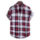 Мужская рубашка в клетку, с коротким рукавом, на пуговицах, летняя повседневная футболка, Классическая рубашка, Лидер продаж 2022