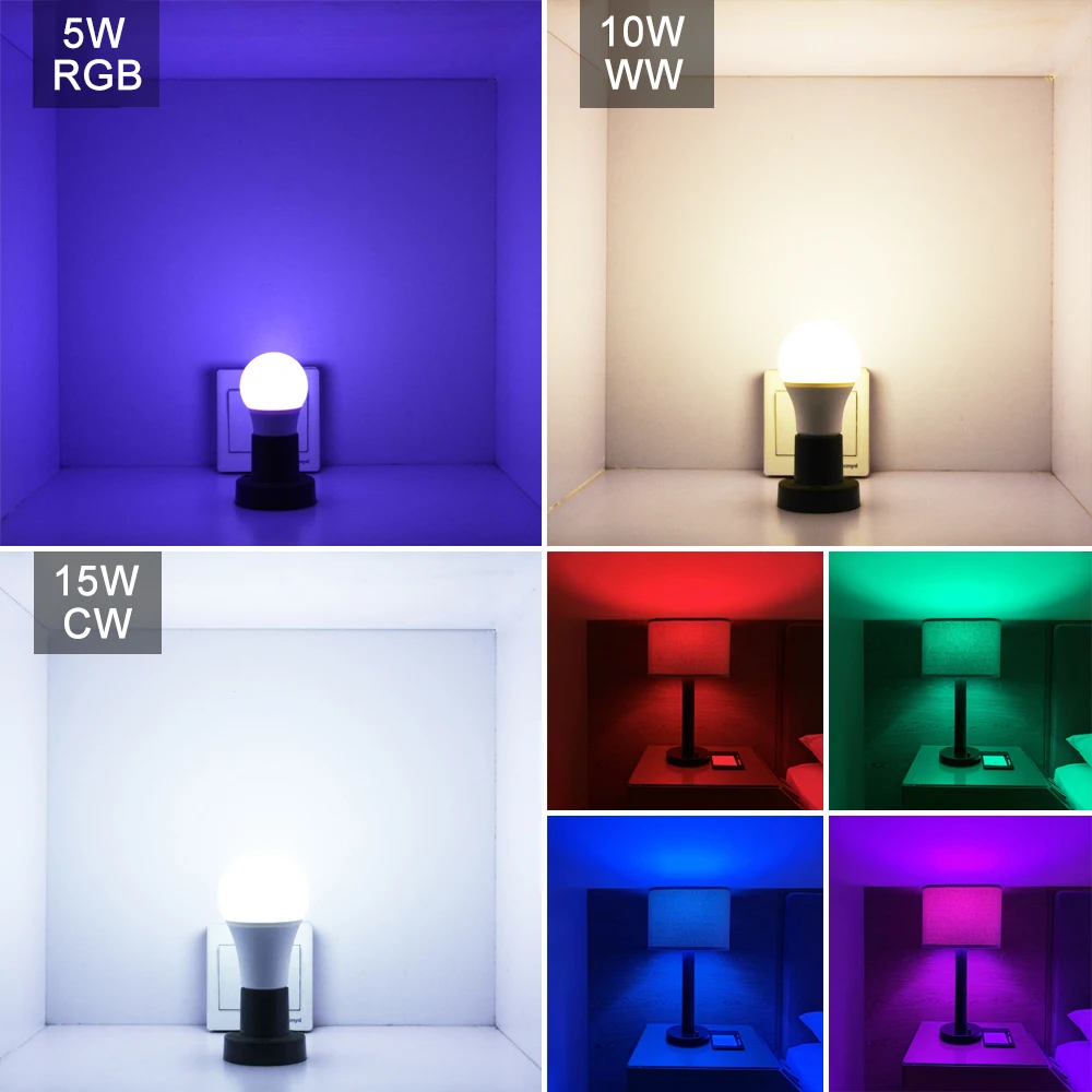 E27 светодиодный 5/10/15 Вт 16 Цвет изменение Волшебная Лампа 220V 110V RGB+ белый дистанционный умный светильник лампа с регулируемой яркостью памяти+ ИК-пульт дистанционного управления Управление