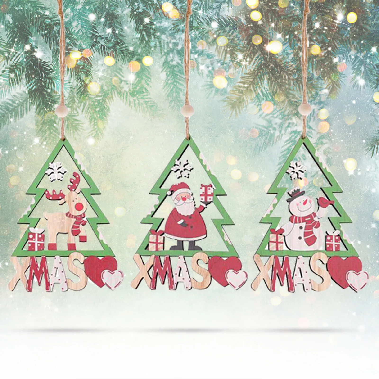 2021 Рождественский Декор для дома деревянный Санта Клаус Снеговик Милу олень