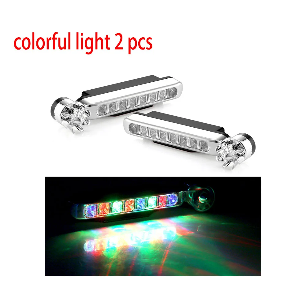 2 pcs fulcolor Ветросиловой 8 светодиодный автомобильный drl дневные ходовые огни для противотуманных фар DRL для вождения автомобиля дневной свет головные лампы нет необходимости внешний источник питания лампочки для авто - Испускаемый цвет: 2 pcs fulcolor
