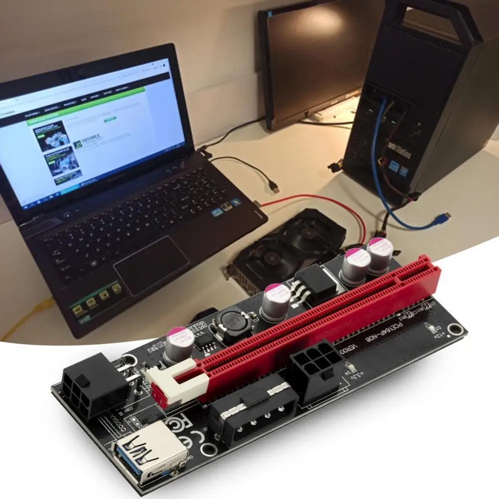 Карта Riser PCI-E с хорошей проводимостью эффективный силовой кабель Райзера PCB VER009S USB