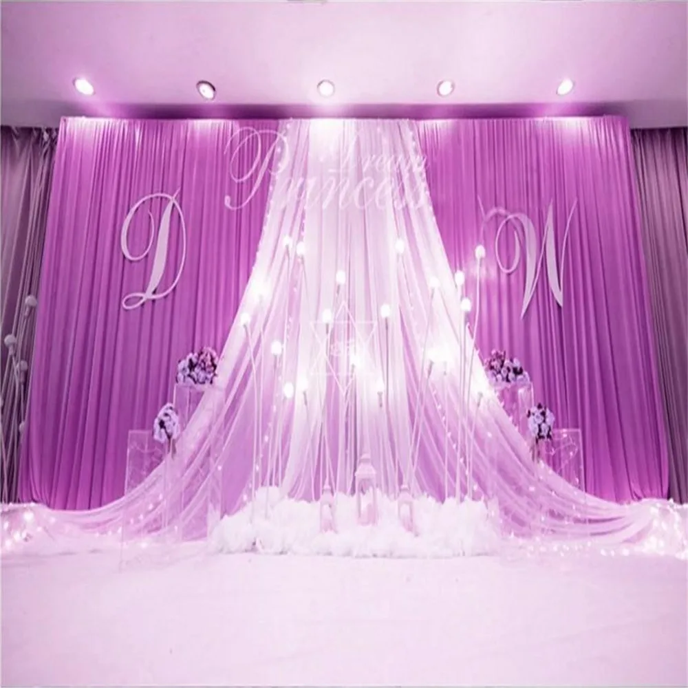 

ramadan 3*6m (10ft*20ft) ice silk white Wedding Curtain Backdrops with white draps for wedding baby shower party decortaions