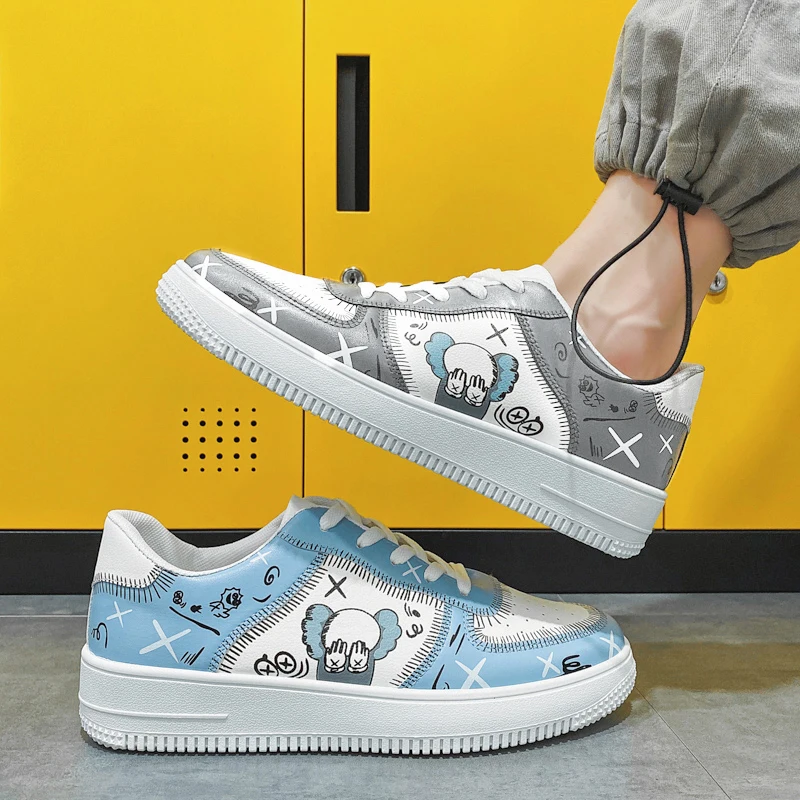 

Men's shoes 2021 new Korean version of the trend of all-match casual shoes summer youth graffiti Hong Kong style ins trendy shoe